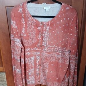 Sundance Bandana Print Paisley Light Orange Cardigan XL